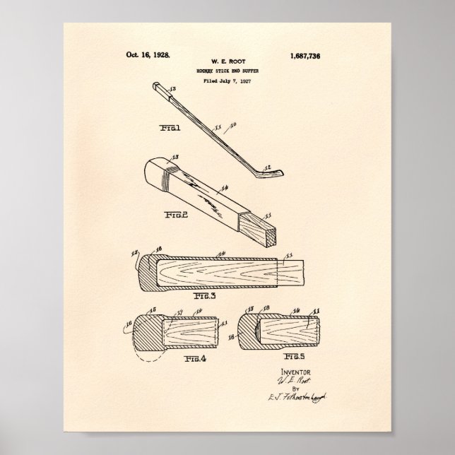 Póster Búfer de palo de hockey 1927 - Peper antiguo (Frente)