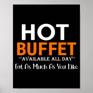 Póster Bufet caliente disponible todo el día coma tanto c