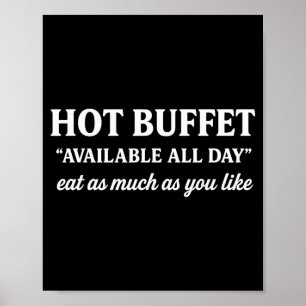 Póster Bufet caliente disponible todo el día hombres muje