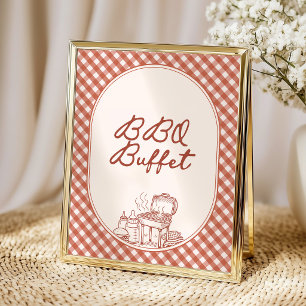 Póster Bufet de comida Baby Q BBQ para parejas Baby Showe