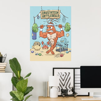 Póster Buff Shrimp Gym Poster – Funny Beach Art