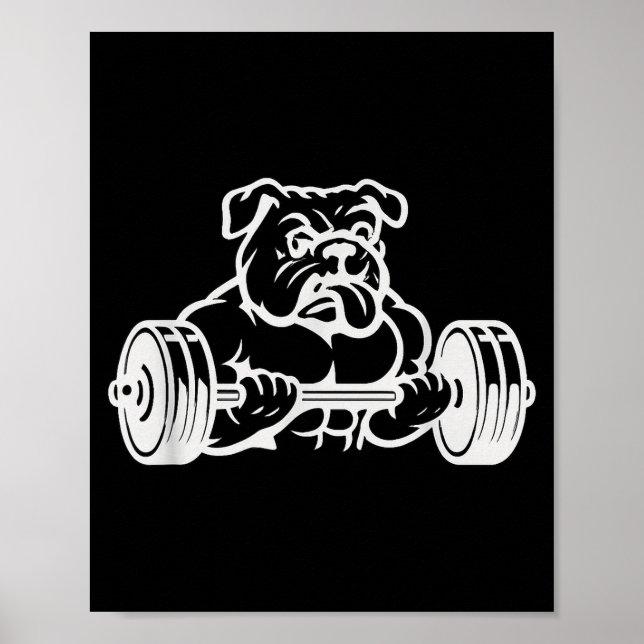 Póster Buff Strong Bull Dog Lifting Weights  (Frente)