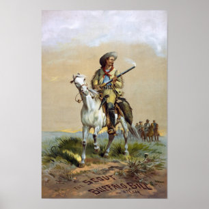 Póster Buffalo Bill Cody, 1872. Publicidad del vintage