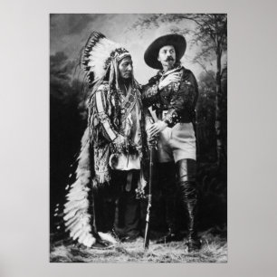 Póster Buffalo Bill Cody y sentada Bull - circa 1885