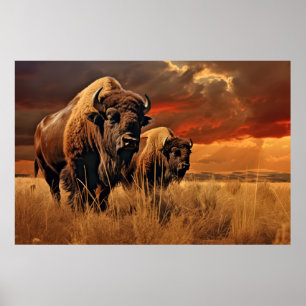 Póster Buffalo Bison Animal Wilderness Colorness