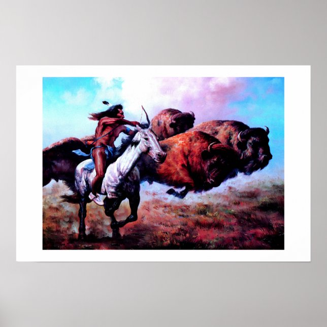 PÓSTER BUFFALO DE CAZA DE LA INDIA ROJA (Frente)
