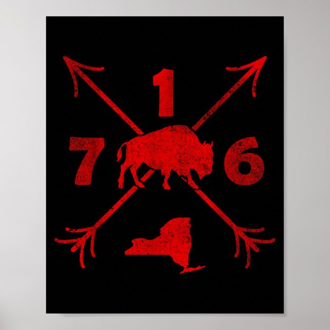 Póster Buffalo New York Ny _ Area Code 716  (Frente)