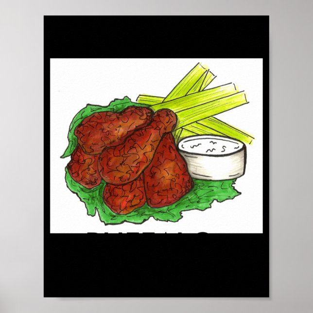 Póster Buffalo Ny New York Hot Bbq Chicken Wings Celery _ (Frente)
