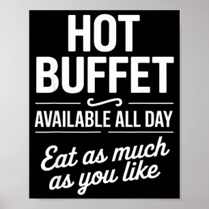 Póster Buffet Caliente Disponible Todo el Día Coma Tanto