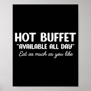Póster Buffet Caliente Disponible Todo el Día Coma Tanto