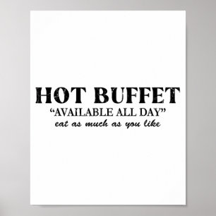 Póster Buffet Caliente Disponible Todo el Día Come Tanto 