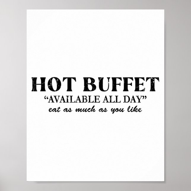 Póster Buffet Caliente Disponible Todo el Día Come Tanto  (Frente)