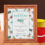 Póster Bug Hunt Party Activity Frameable<br><div class="desc">This frameable Bug Hunt party sign is super cute to stand on a craft table at your bug themed party! Set out "bug buckets" for kids to decorate with labels, markers, stickers, or other crafting items. Then hide plastic toy bugs around the yard for them to find! Perfect for a...</div>