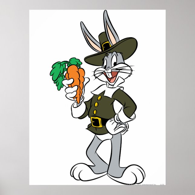 Póster BUGS BUNNY™ Acción de Gracias de peregrino (Frente)