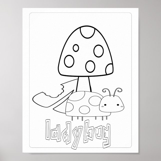 Póster Bugs Cute Coloring Lady Bug (Frente)