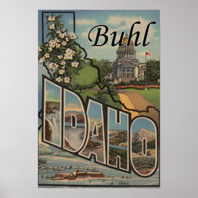 Póster Buhl, IdahoEscenas de letras grandesBuhl, ID (Frente)