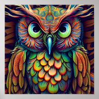 búho abstracto en colores brillantes