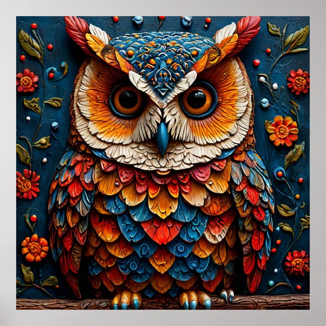 Póster Búho Artístico Colorido (Frente)