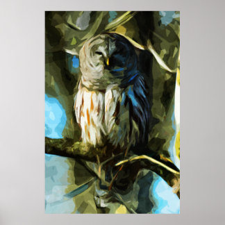 Póster Búho barrado en impresionismo del extracto del
