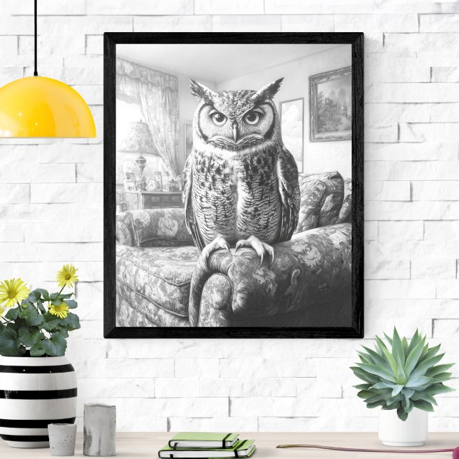 Póster Búho Blanco y Negro en Silla de Sala de Estar Ilus (Subido por el creador)