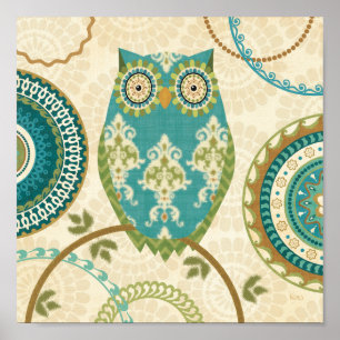 Póster Búho con los modelos circulares