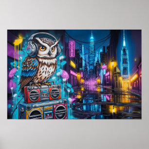 Póster Búho de Graffiti Groove