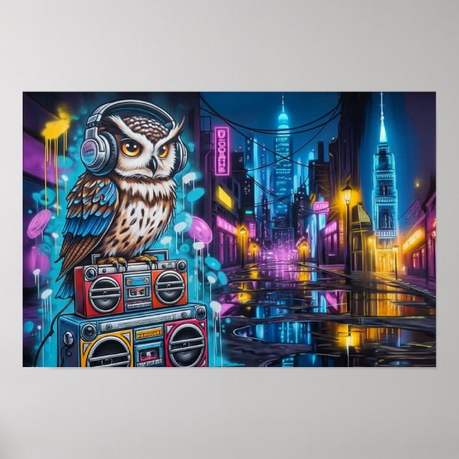 Póster Búho de Graffiti Groove (Frente)