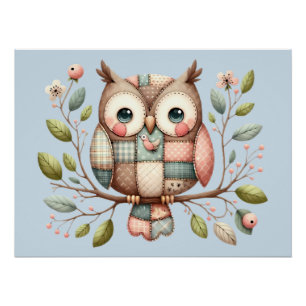 Póster Búho de Parche en Bosque Caprichoso