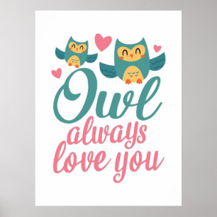Póster Búho de regalo de pareja siempre te ama