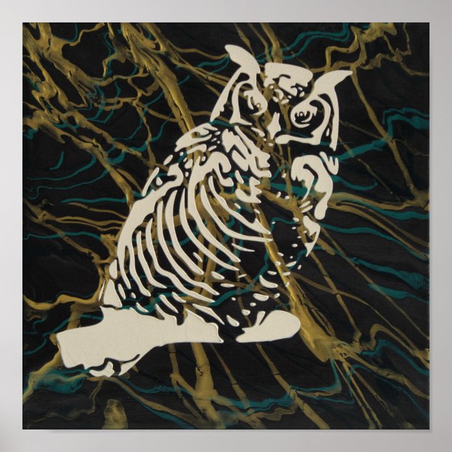Póster Búho Dorado Nocturno (Frente)