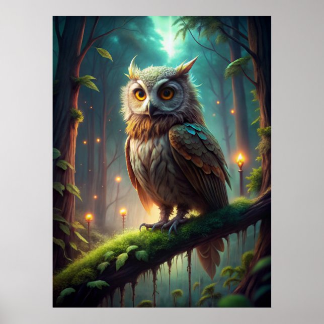 Póster Búho en el bosque (Frente)