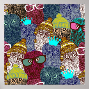 Póster Búho en la corona