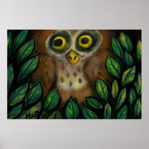 Póster Búho en un árbol frondoso