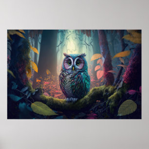 Póster Búho en un bosque