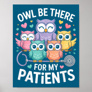Póster Búho Lindo Enfermera Cuidados Trabajadora Médica