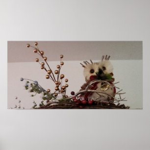 Póster búho Navidad astuto