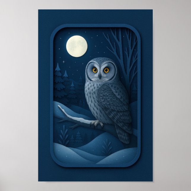 Póster Búho Nival a la Luz de la Luna (Frente)