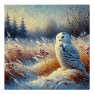 Póster Búho Nival Majestuoso en la Naturaleza