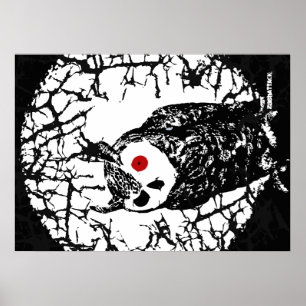 Póster Búho observado rojo