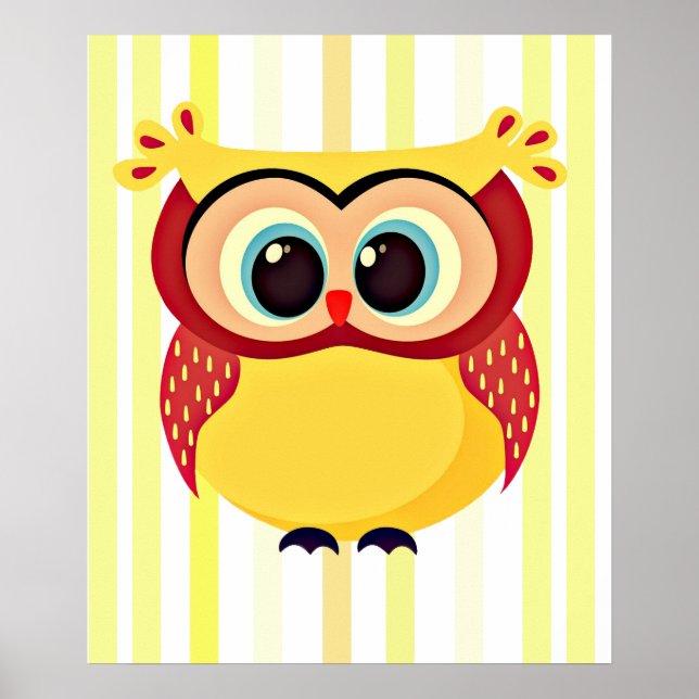 Póster Búho personalizado, pequeño y único, sobre fondo d (Frente)