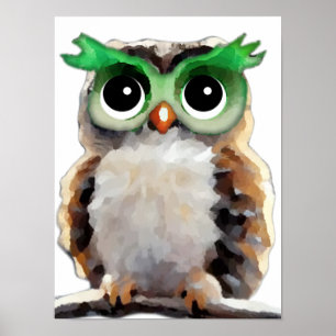 Póster Búho verde lindo