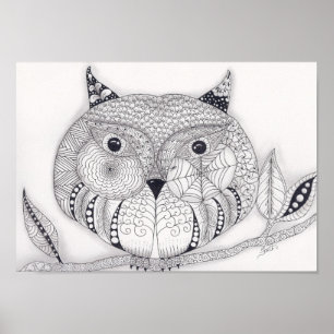 Póster Búho viejo sabio del mismo tamaño