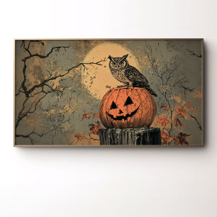 Póster Búho Vintage en Jack-o'-Lantern