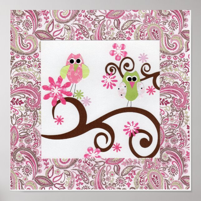 Póster Búhos Paisley (Frente)