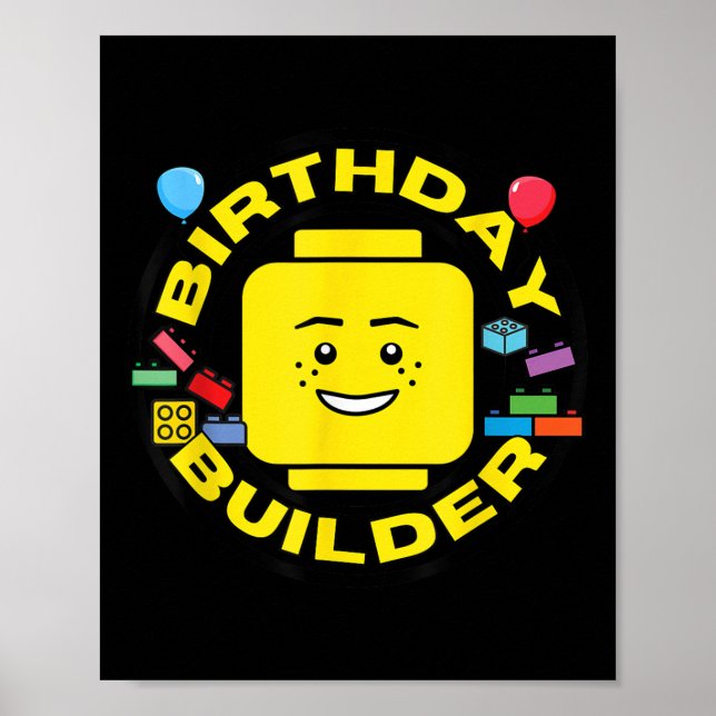 Póster Building Bricks Birthday Builder Blocks Figure  (Frente)