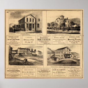 Póster Buildings, Oil City, Franklin, Tarr Farm