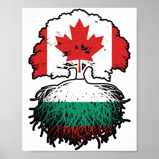 Póster Bulgaria Bandera de raíces de árbol canadiense búl (Frente)