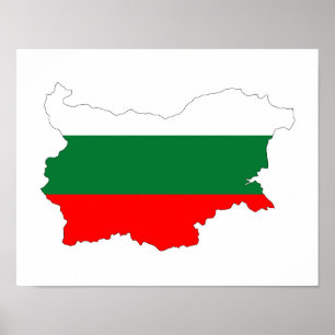 Póster bulgaria country flag map shape silhouette symbol
