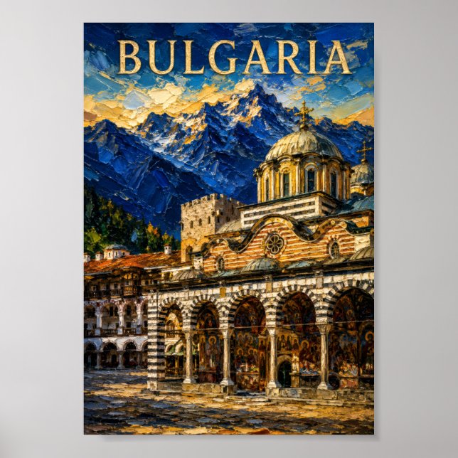 Póster Bulgaria: Scenic Rila Monastery Art Souvenir (Frente)