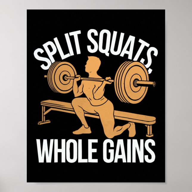 Póster Bulgarian Squat Exercise Bodybuilding Fitness Work (Frente)
